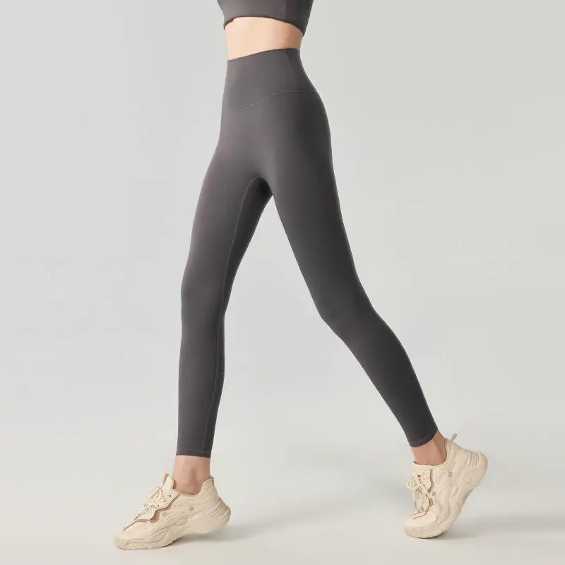 OEM High-Waisted Solid Full Length Nude-Feel Yoga Pants Womens High Waisted Breathable Ankle Length Yoga Pants