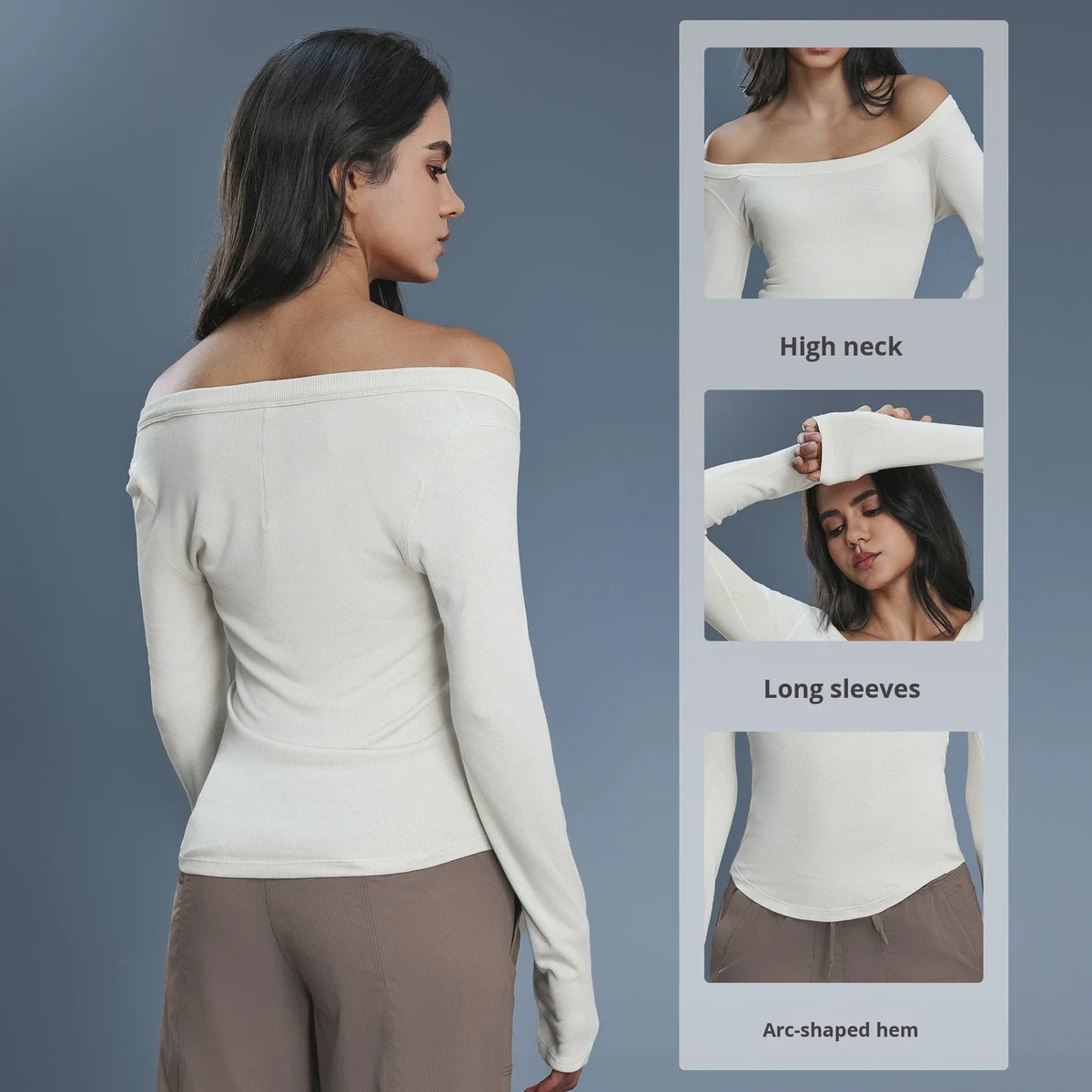 Modal Yoga Wear Long-Sleeved Women's Sexy One-Shoulder Sports Top Pilates Fitness Breathable Lightweight Four-Way Stretch Skinny