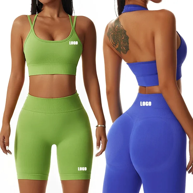 High Waisted Tight Workout Active Apparel Athletic Wear Custom Women Clothing Leggings Fitness Gym Seamless Yoga Set