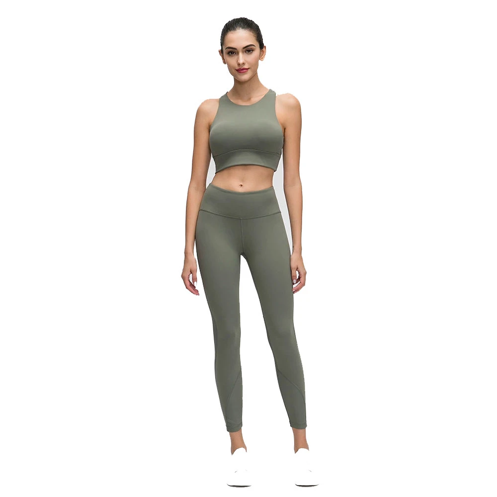 Breathable Women Fitness Yoga Set Two Piece Sports Bra Leggings Lightweight High Waist Spandex/Polyester Front High Quality