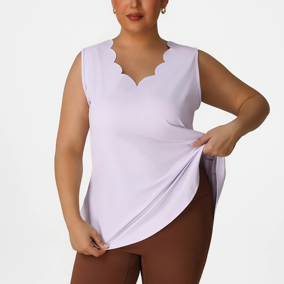 YG-p02515 Custom Plus Size Yoga Tops Breathable Plus Size Loose Casual Sports Sleeveless Tops Fitness Running Women's T-shirt