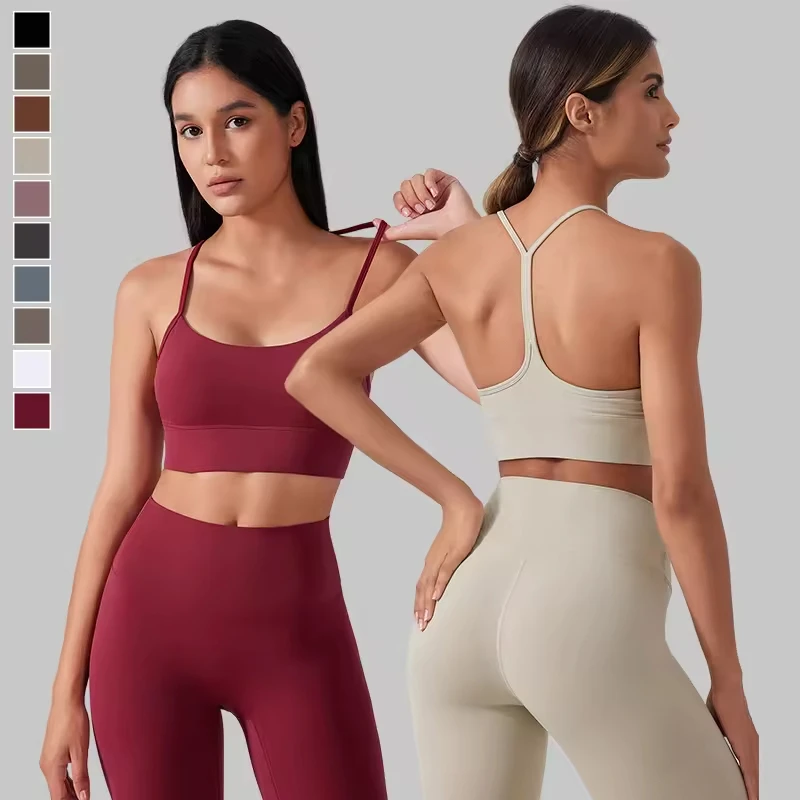 High Quality Super Sports Bra Medium Support Yoga Fitness Camisole Y Back Design Seamless Breathable Letter Pattern Sports Bra