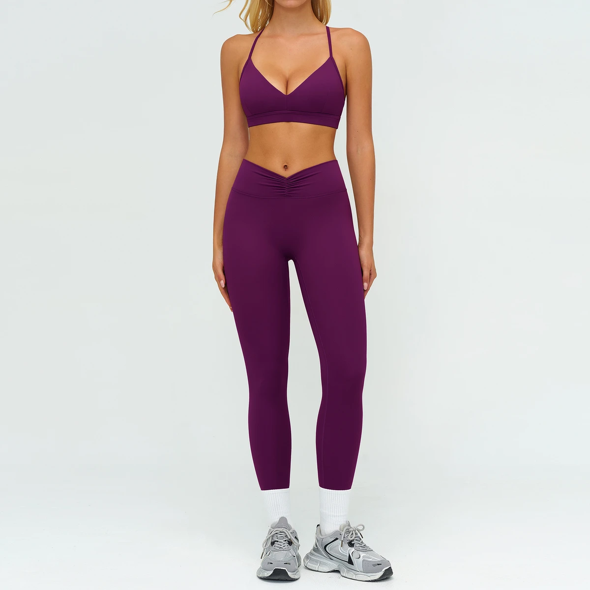 New High Quality 2 Piece High Support Sports Bra High Waisted Leggings Workout Fitness Ribbed Yoga Sets for Women Clothing