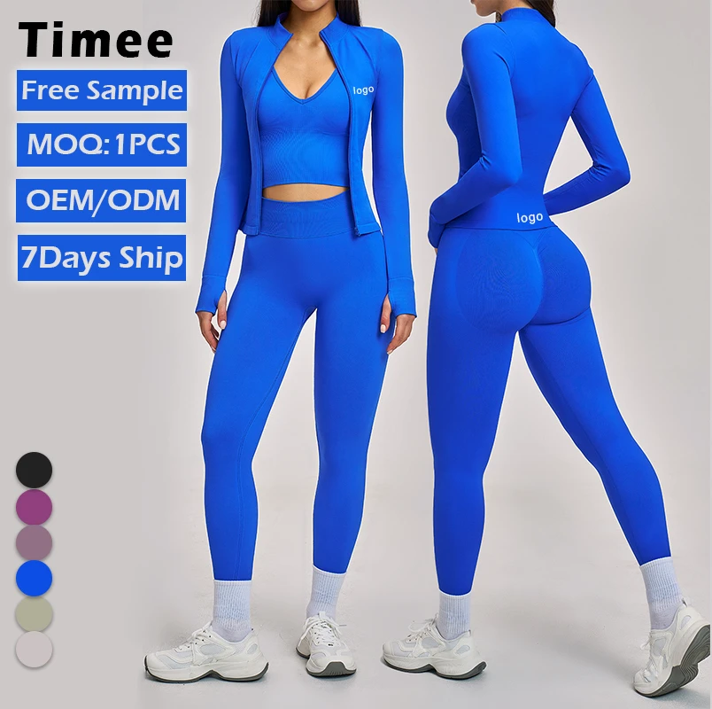 2026 New Women's 5 Piece Sports Set V-Neck Racerback Slim Fit High Elasticity Breathable Fitness Ladies Seamless Yoga Set