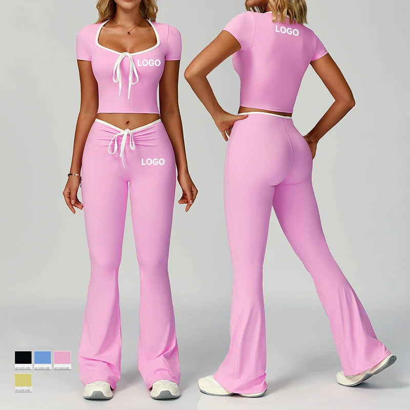 Custom High Quality Pilates Sportswear Active Loungewear 2 Piece Set Women Two Piece Yoga Set