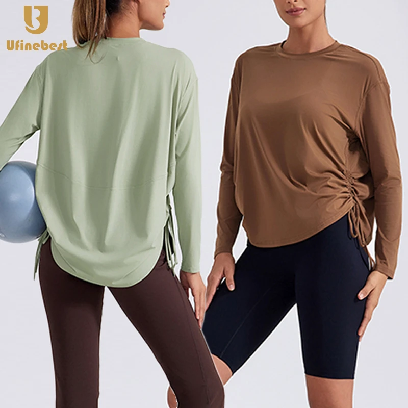 Autumn and Winter Women's Yoga Top Quick-dry Nude Feeling Round Neck Casual T-shirt Wholesale Athletic Wear