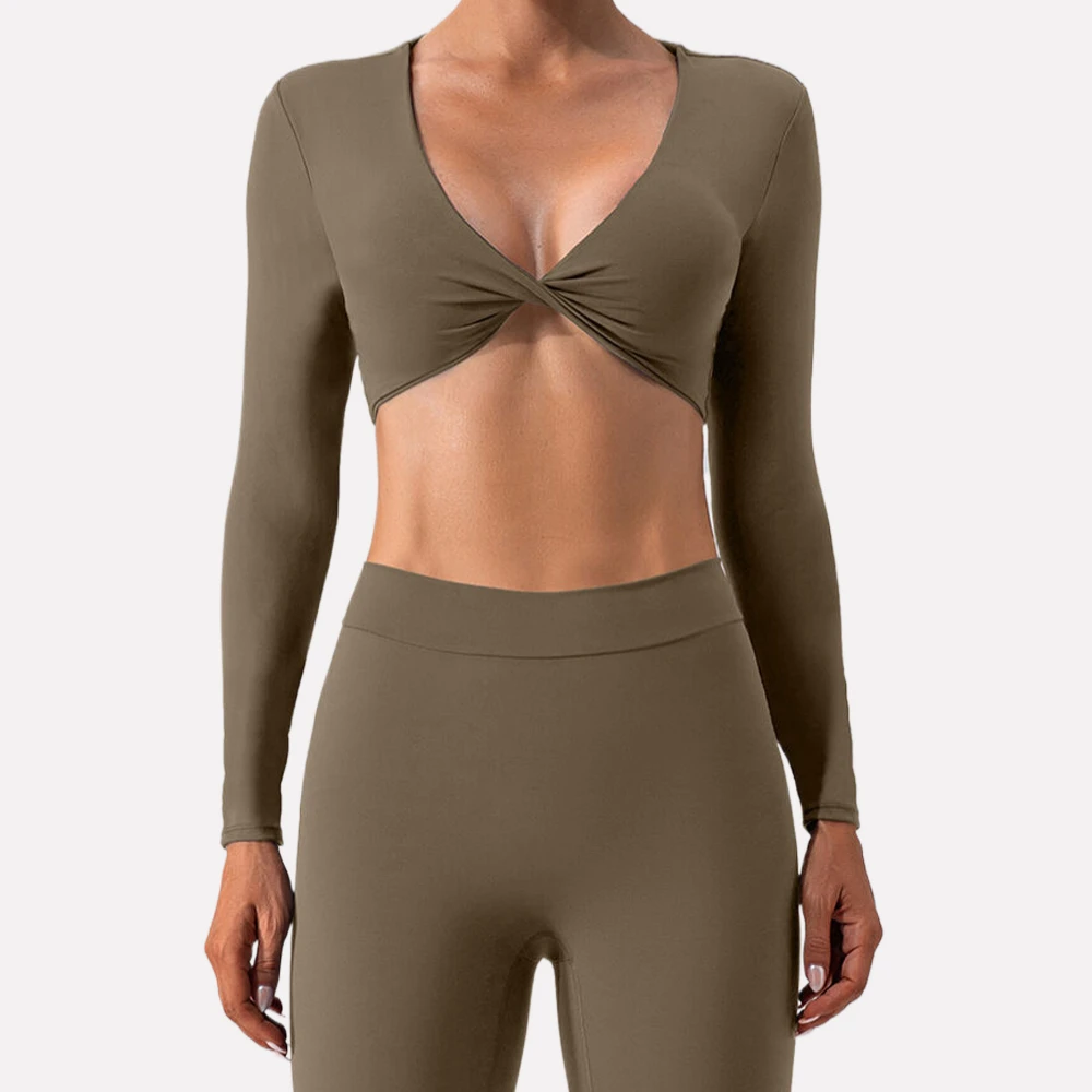 Hot Sexy Long Sleeve Yoga Top Slim Fit Breathable Fitness Gym Workout Sports Training T-shirt for Women