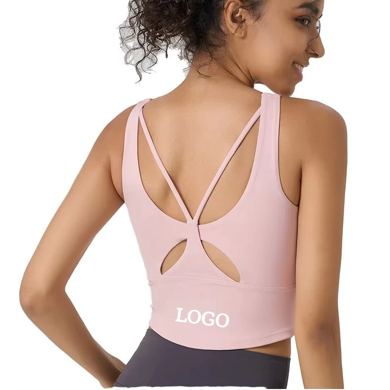 Butterfly Back Yoga Tank Top With Built-in Cup Women's Slim Waist Fitted Sports Bra For Outdoor Gym Workout Fitness Underwear