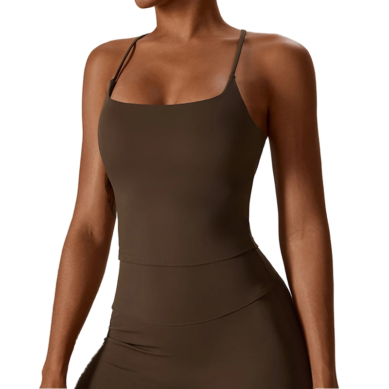 Eco-Friendly Gym Sports Tank Top Custom Yoga Bras Thin Shoulder Straps Breathable Running Crop Top Style Adults