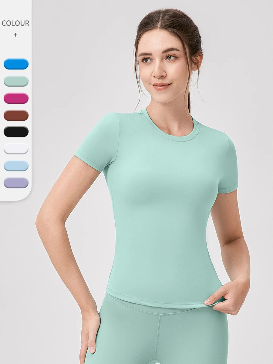 New Round Neck High Quality Slim Fit Sports Clothing Comfortable Breathable Running Workout Women's Gym Yoga Top
