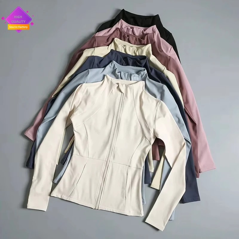 New Yoga Wear Ladies Coat Round High Elastic Loose Exercise Yoga Fitness Long Sleeve Stand-up Collar Yoga Tops
