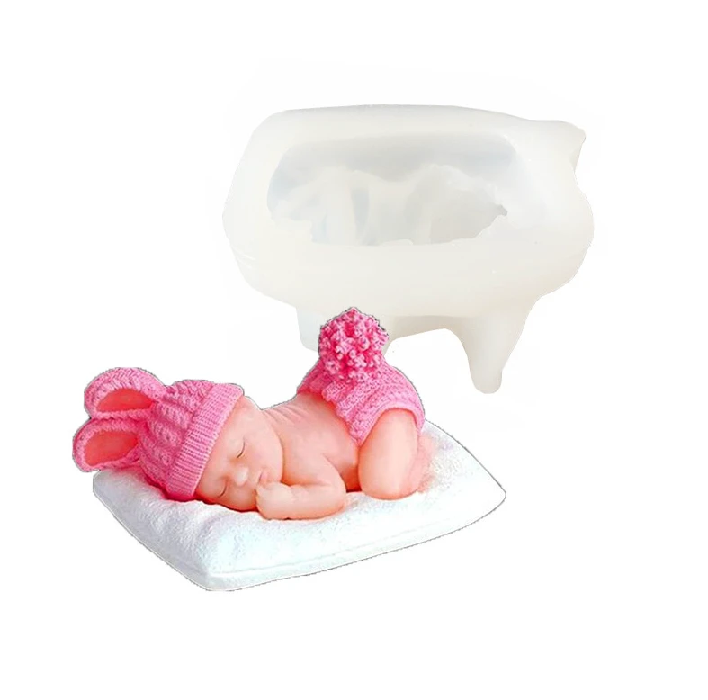 Baby Silicone Mold Newborn Mold Cake Decorations Cake Topper Silicone Mould for Babies for Fondant Candy Chocolate Baby Shower