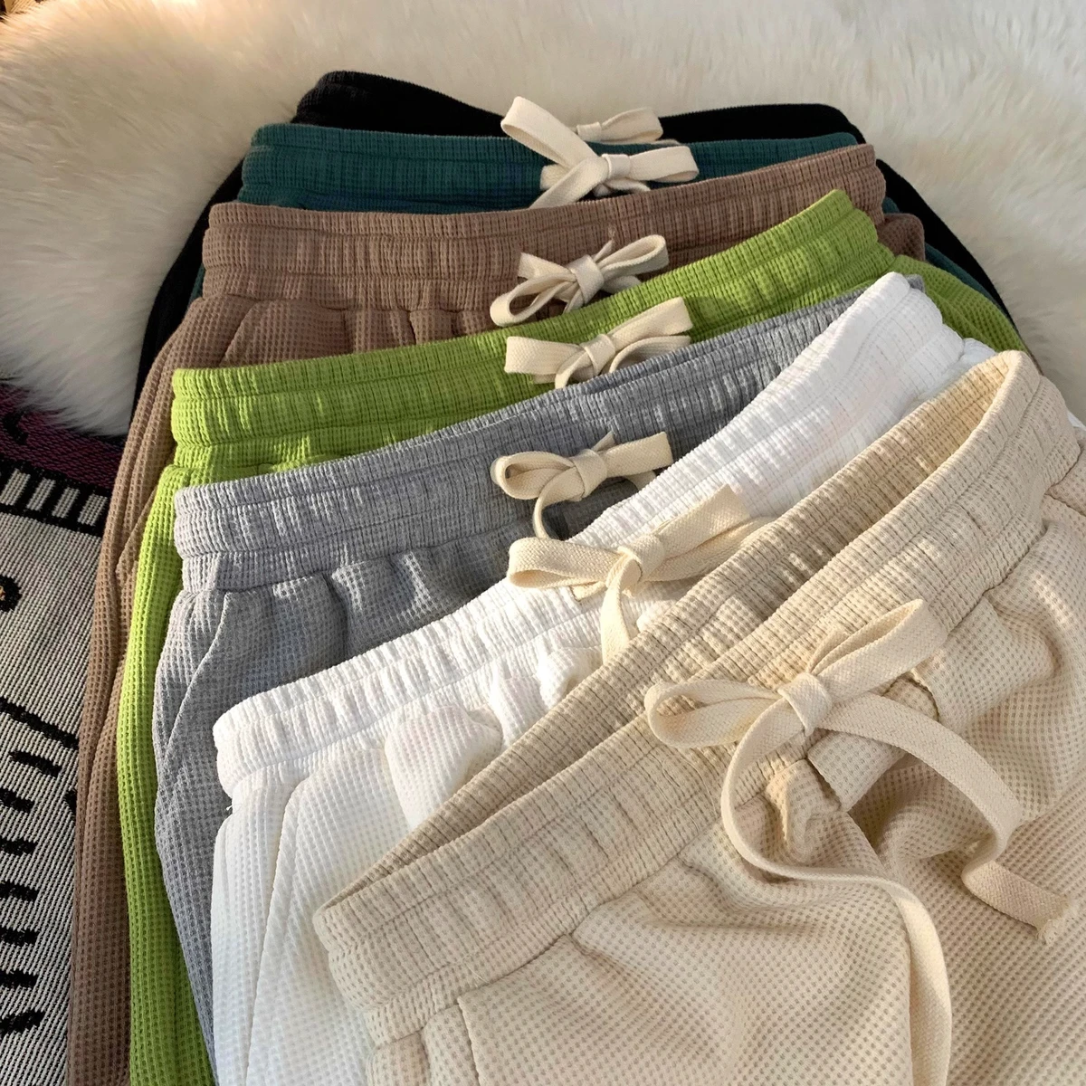 Custom High Quality Plus Size Men's Jogger Shorts Waffle Fabric Elastic Waist 100% Cotton Plain Blank Sweat Shorts Unisex