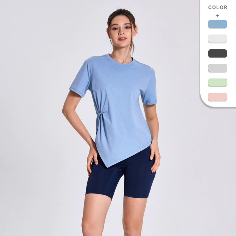 Summer Running Comfortable Spandex Sports Top New Cute Round-neck Versatile Outdoor Fitness Short-sleeve Quick Dry Yoga Tshirts