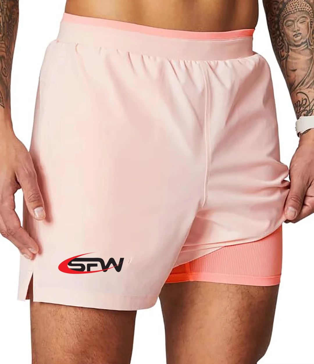 Customized High Quality Men's Athletic Sport Shorts Plus Size Breathable Canvas Elastic Waist Mid Rise Solid Front High Street