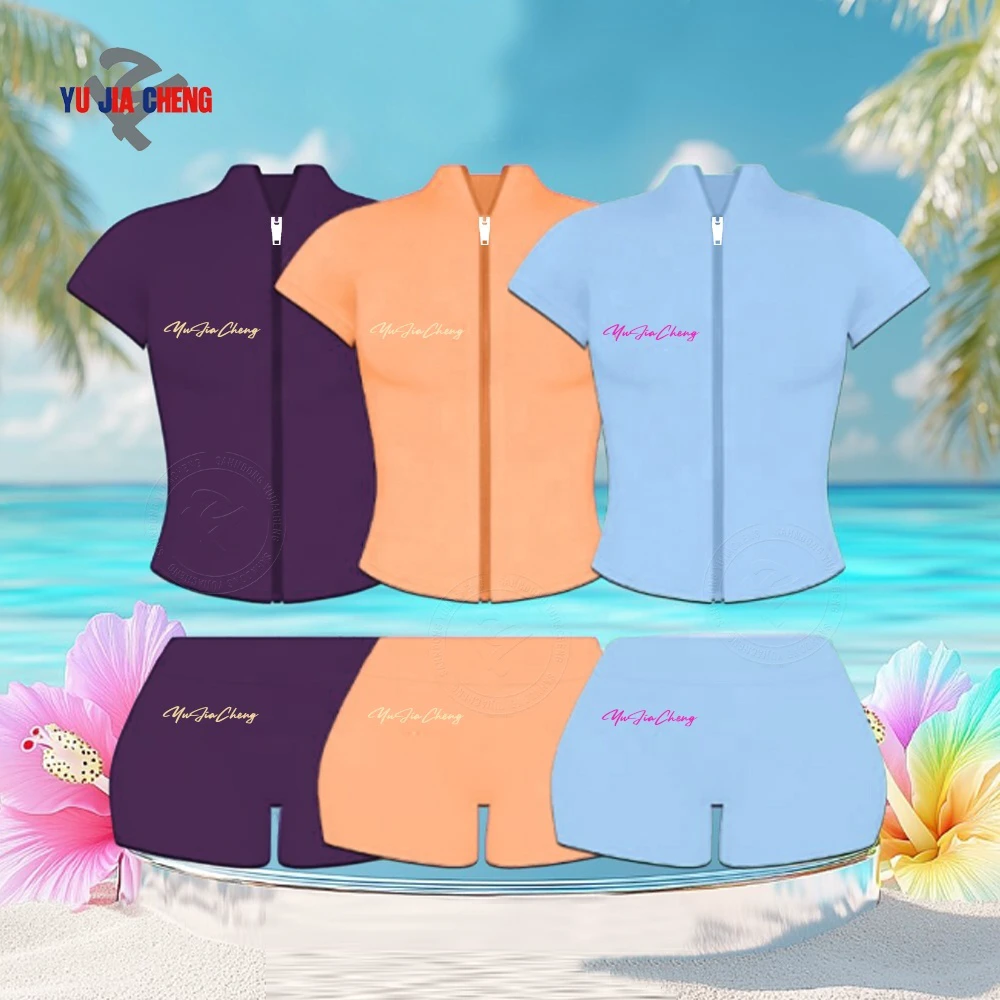 Summer Active Wear Yoga Zip up Jacket and High Waist Legging Shorts Custom Skinny Gym Workout Outfits 2 Piece Fitness Set Women