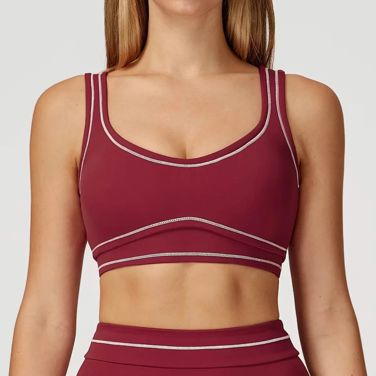 New Arrival U-shaped Beautiful Back Sports Bra for Women Color Blocking Design Yoga Top Quick Dry High Support Fitness Bra