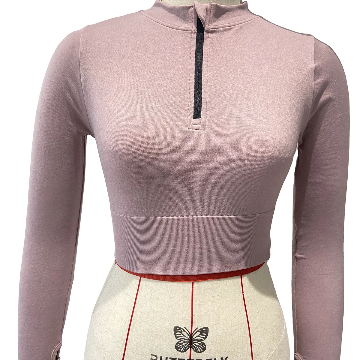Pink Zipper Women Fitness Yoga Wear Seamless Sports Long Sleeve Yoga Tops Clothes Quantity Gym Shirts OEM Customized Spandex