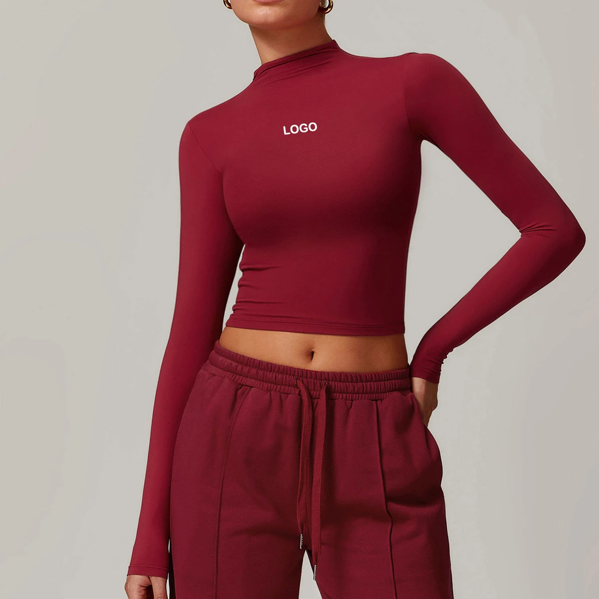 Custom Stretch Nylon Women Long Sleeve T Shirts Yoga Tops Wholesale Workout Sports Shirt Fitness Active Wear Crop Top T Shirt