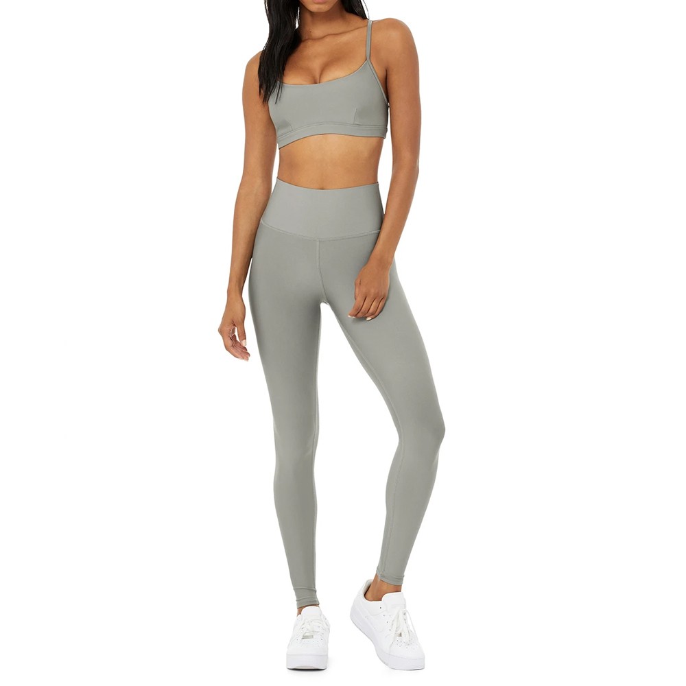 Pakistan Made Breathable Spandex/Nylon Solid Women Yoga Set Quick Dry Customized Colors Off-The-Shoulder Neckline-Cheap Price