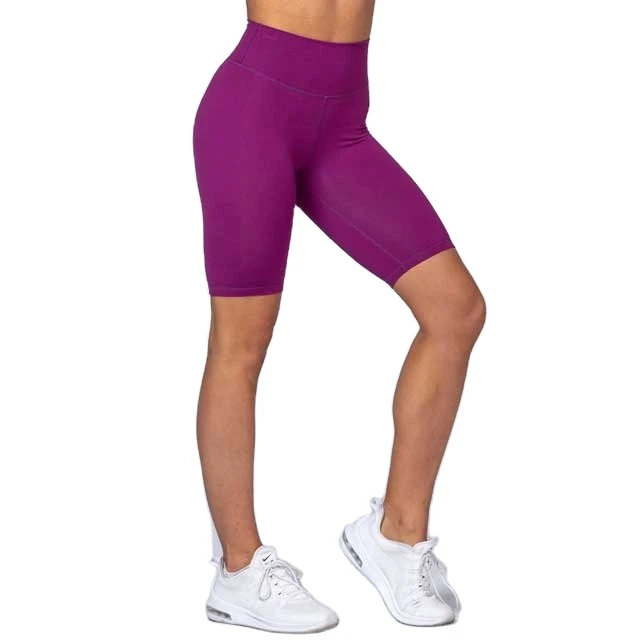 Women's High Waist Yoga Leggings Custom Logo Solid Pattern Four-Way Stretch Quick Dry Anti-Bacterial Breathable Gym Shorts