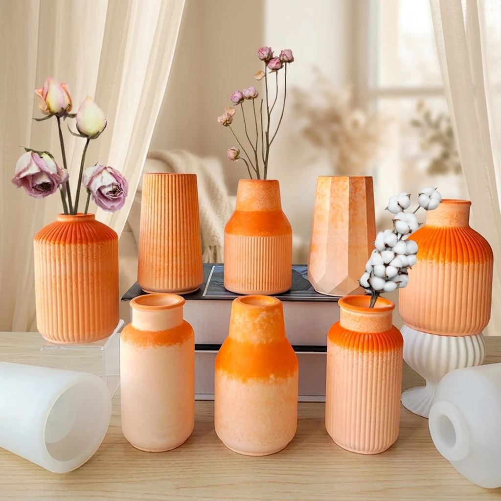 Vase Arrangement Crystal Drip Silicone Mold DIY Plaster Cement Flower Arrangement Storage Resin Molds