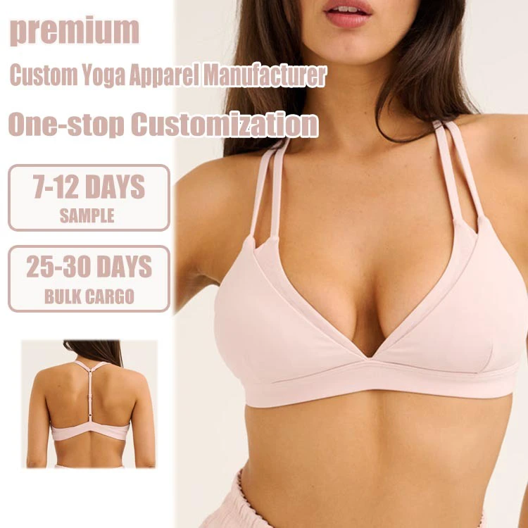 New Arrival High Quality Custom Logo Hot Sexy Special Deep V Neck Workout Triangle Bra Y-back Straps Yoga Bra