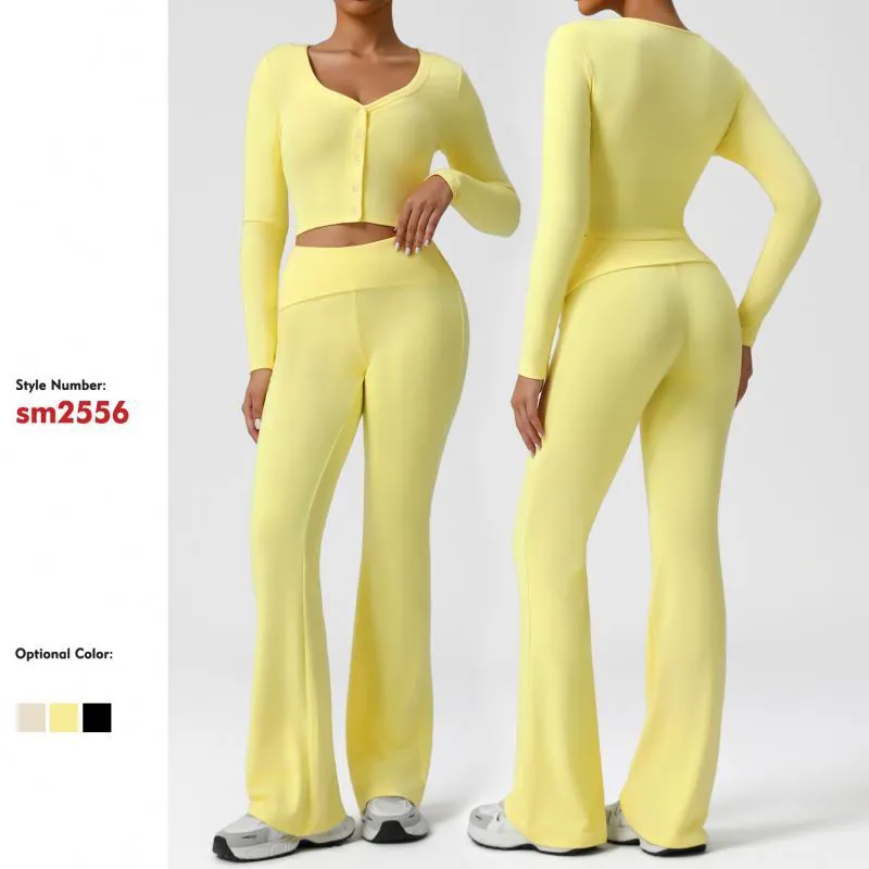 Women's High Quality 2PCS Gym Suit Long Sleeve Fitness Activewear Workout Sets with Elastic Waist Breathable Shorts Front Logo