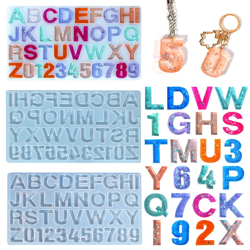 Hot Selling DIY Resin Mold 26 Holes Large Silicone Pendant Keychain for Numbers Letters Epoxy for Dessert Cross-Border