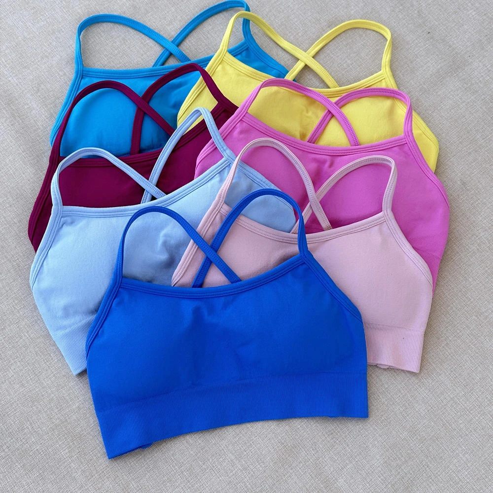 Wholesale Custom Women's Seamless Quick Drying Sports Fitness Bra Solid Pattern High Support Lightweight Breathable Yoga Bra