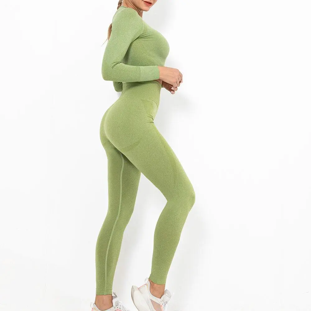 Gym Fitness Yoga Suit Sports & Active Wear Women's 2-Piece Extra Comfortable Full Sleeves Top & Legging Yoga Sets for Women