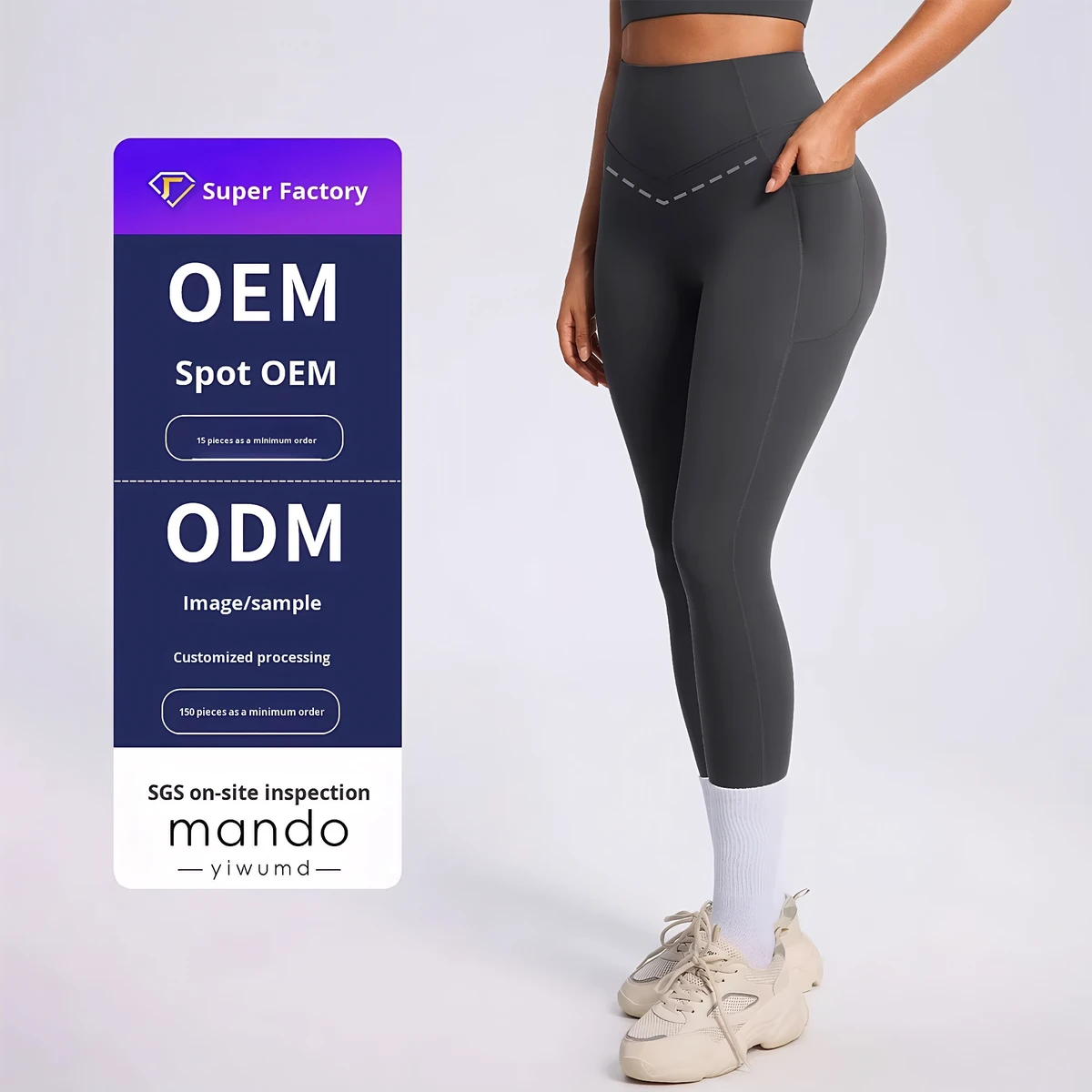 Premium 68% Nylon & 32% Spandex Leggings Wholesale High-Waist Gym Yoga Pants Pocket Stretchy Durable OEM Low MOQ