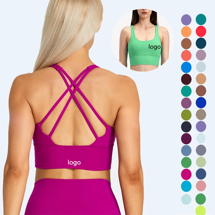 Fitness Yoga Breathable Quick Dry Backless Cross Bandeau Sports Cheer Sports Bra High Impact Sports Bra for Women