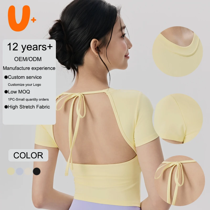78% Nylon 22% Spandex Crew Neck Lightweight Loose Fittness Yoga T-shirt Women Women Fitness Yoga Tops T-shirts