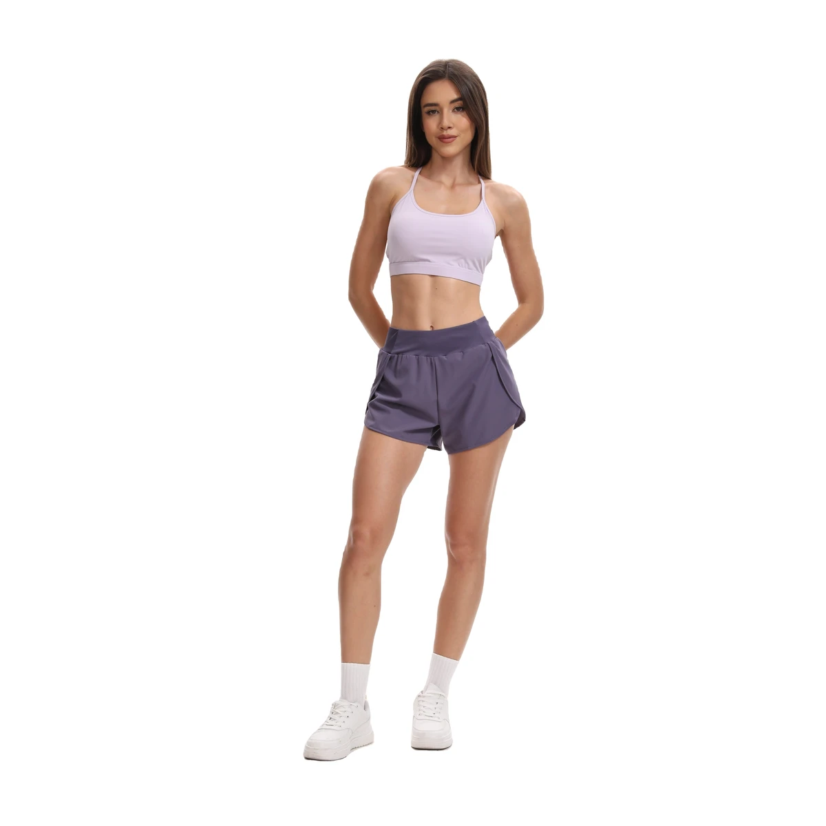 (Overseas Warehouse Shipping) 2026 New Arrival Hot Sale Solid Color Breathable Short Length Activewear Yoga Two Piece Suit
