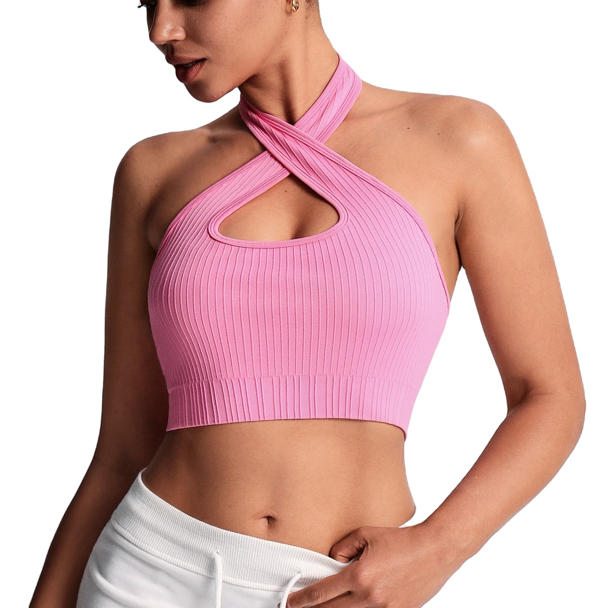 Yoga Top New Design Women's Cross Cut Vest Beautiful Open Back Top Outside Wearing Neck Yoga Bra