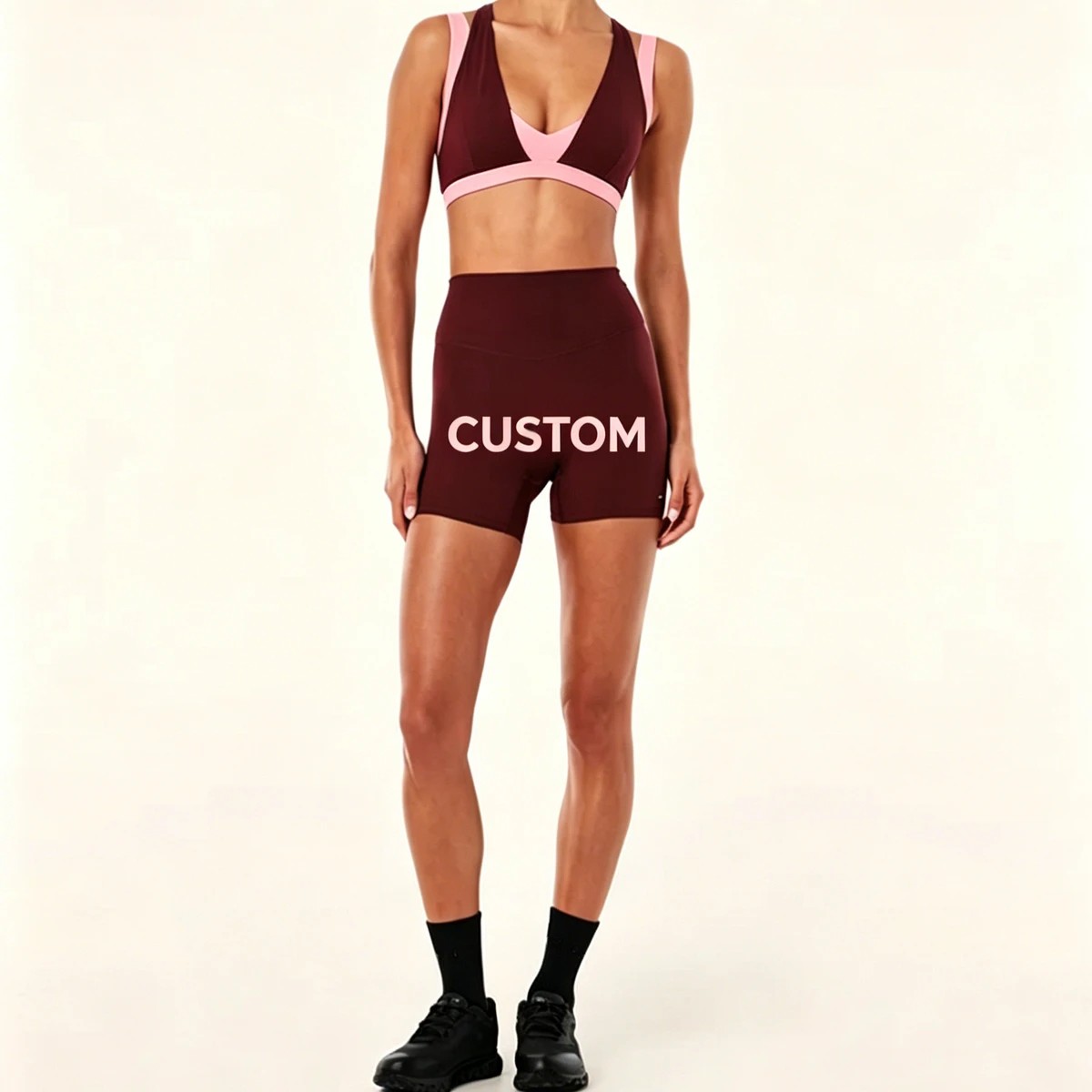 Women's Lightweight Summer Sports Bra Breathable Casual Athletic Yoga Vest Front Logo Double Layers Color Block Racerback Print