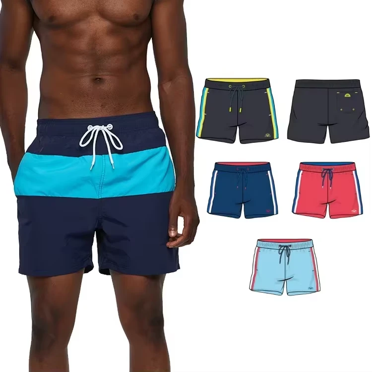 2025 Wholesale Men's Casual Sports Beach Shorts Quick Dry Polyester Spandex Surf Board Striped Print Variety Letter Fruit Plus