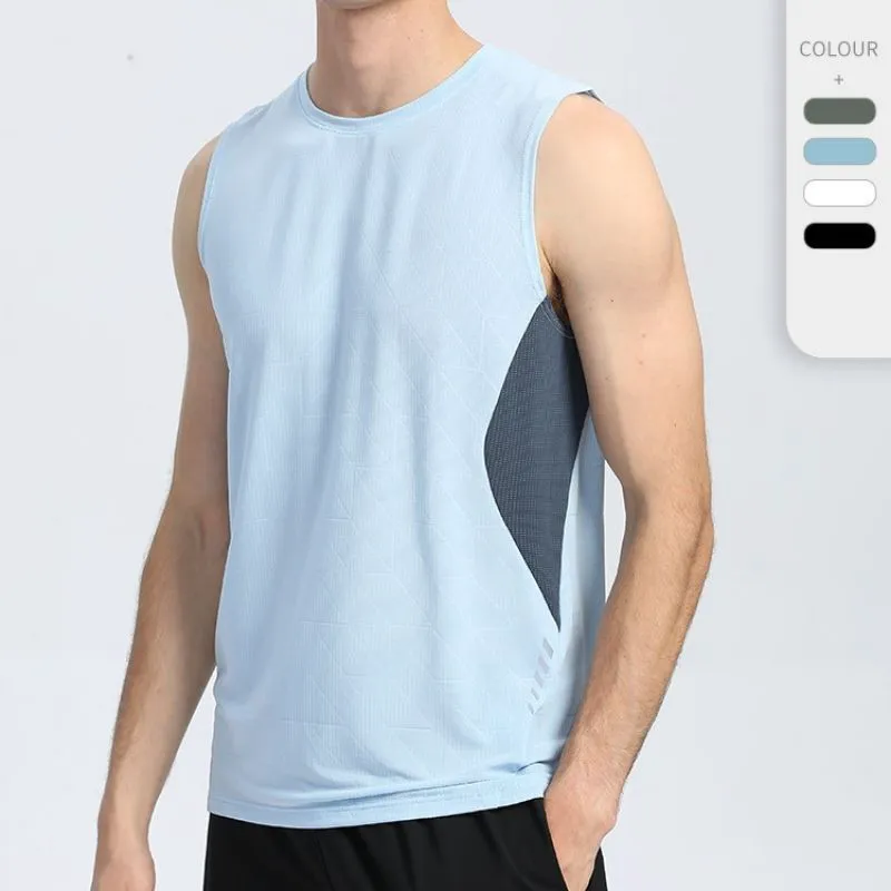 Custom Logo Wholesale Men's Solid Knitted Breathable Quick Dry Gym Sport Fitness Tank Top