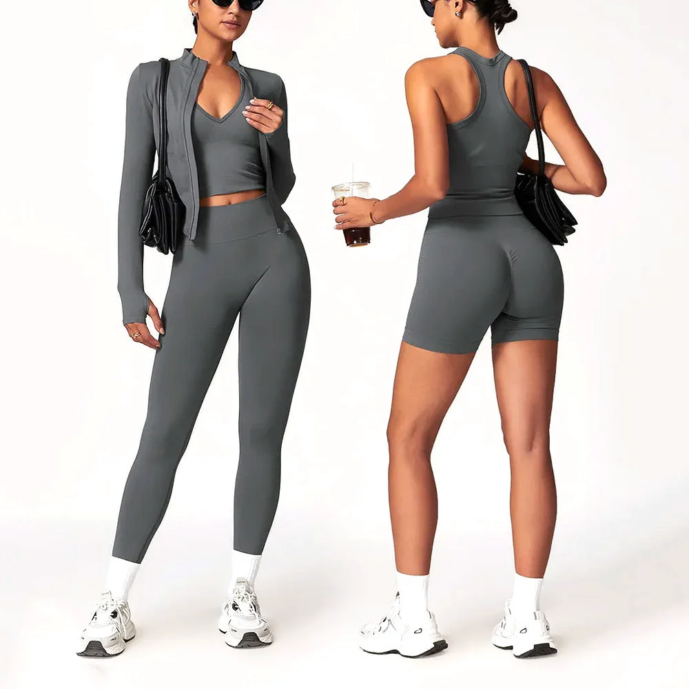 New Arrival Latest Design Women 3 Piece Yoga Set High Quality Women Yoga Set Wholesale Women Yoga Set