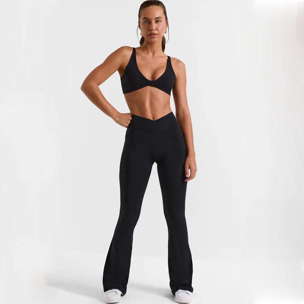 Wholesale Custom 2 Pieces Sets Women Sleeveless Bra Sports Gym Wear Fitness Yoga Women's Sets Workout Flare Leggings for Women