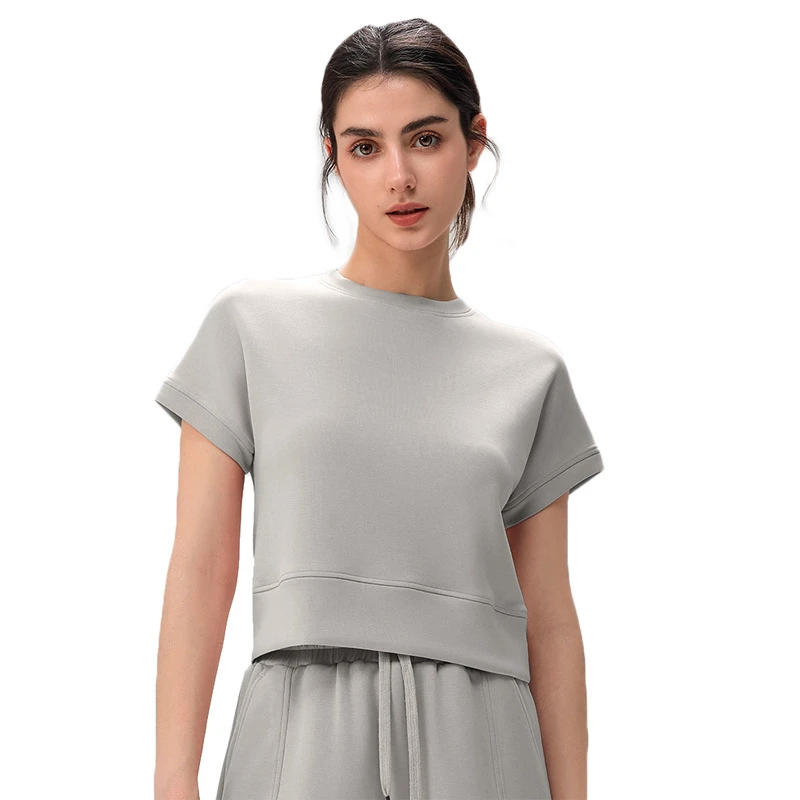 Spring Summer New Casual Sports T-shirt Women's Crew Neck Short Sleeve Loose Breathable Spandex/Polyester Solid Fitness Yoga Top