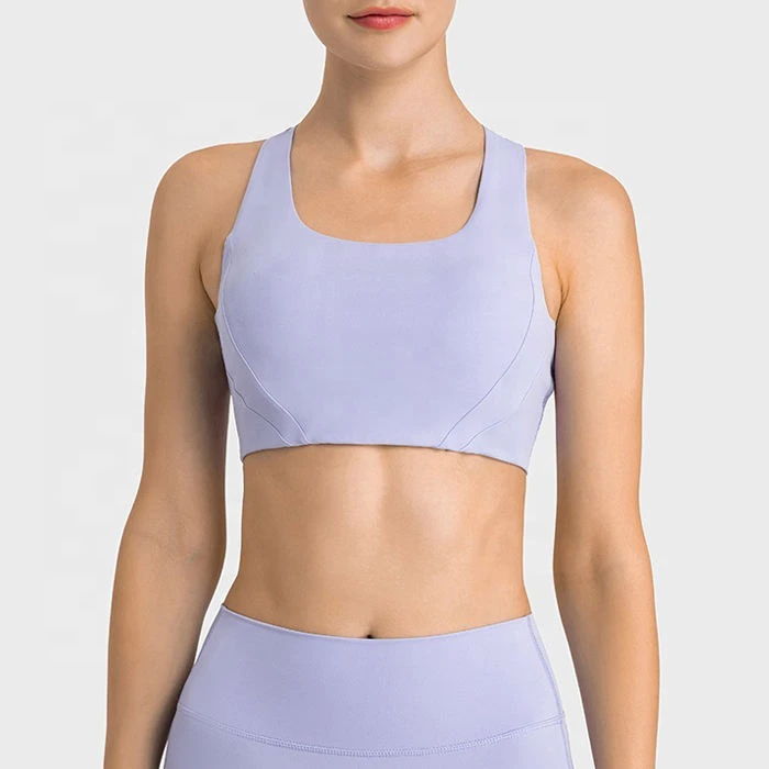 High Quality Designer Custom Nylon Spandex Fitness Yoga Wear Gym Workout Adjustable Strap Sports Bra for Women