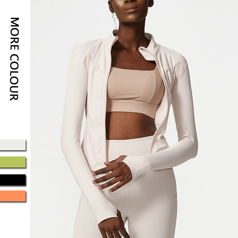 Nude Feel Zipper Yoga Jacket for Women Autumn Winter Fitness Coat Compression Seamless Nylon Sports Top Solid Workout Print