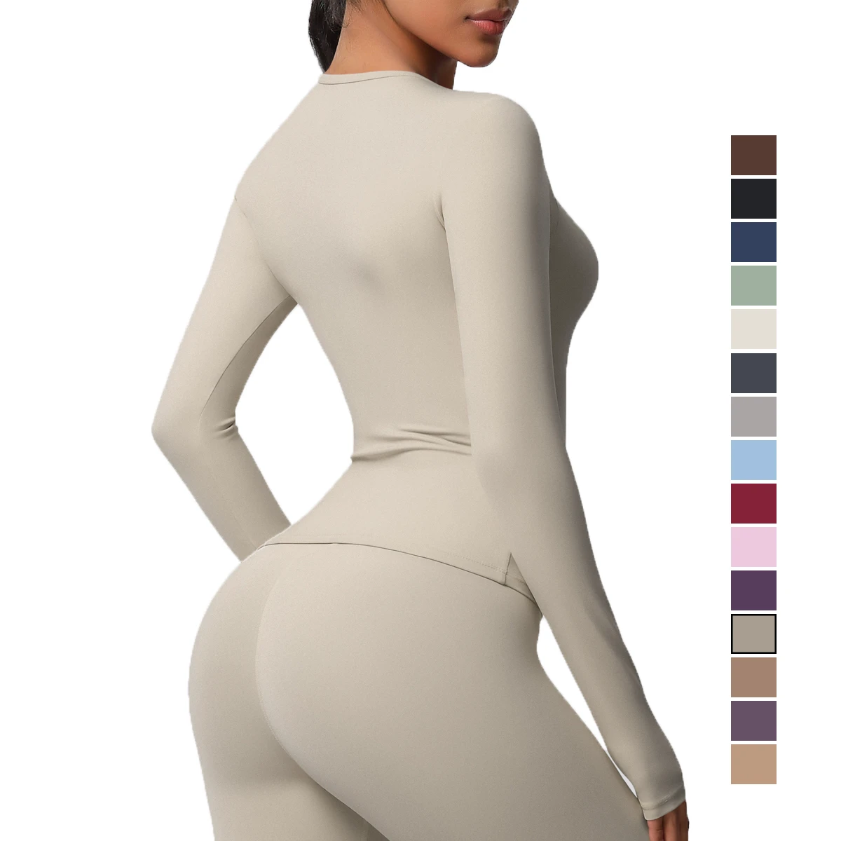 Women Long Sleeve 80% Nylon 20% Spandex Shirts High Quality Soft Daily Wear Crop Top T Shirt