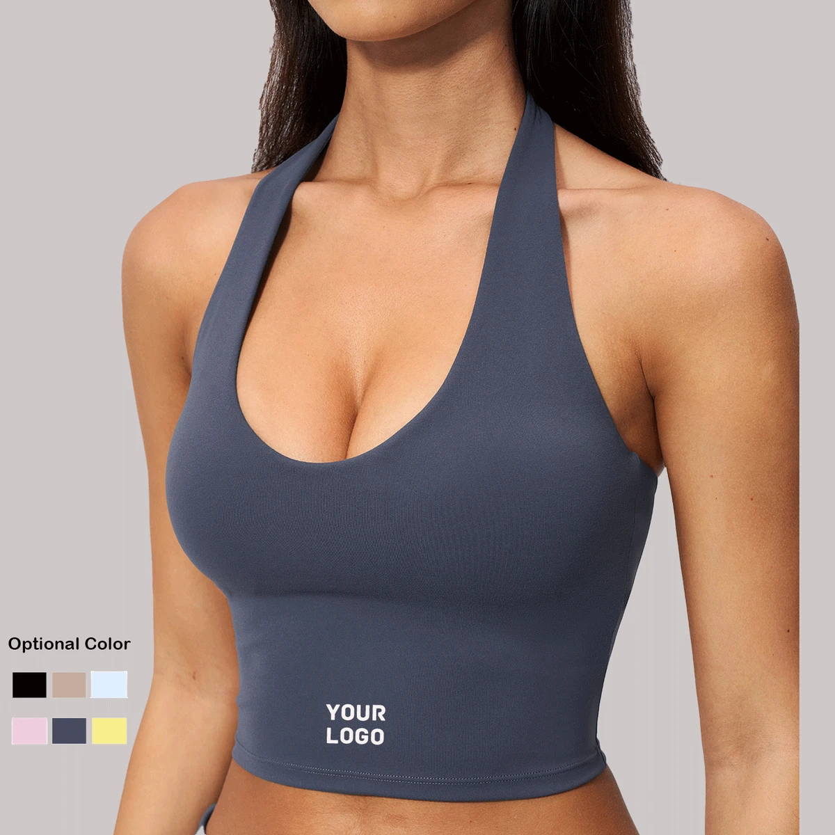 Women's Lightweight Breathable Compression Halter Neck Vest Moisture-Wicking Yoga & Running Tank Tops