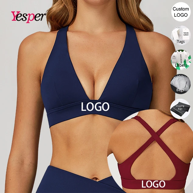 Seamless Cross Back Sports Bra for Women High Impact Running Yoga Workout Bra With Elegant Strappy Design