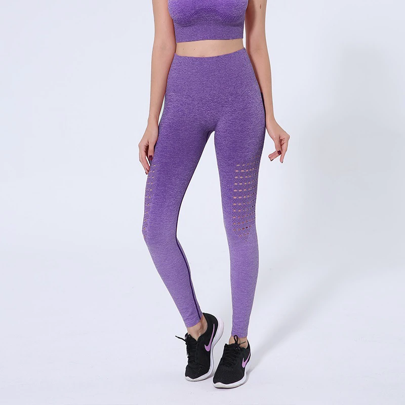 Seamless High Waisted Running Leggings for Women Butt Lift Yoga Pants with Elastic Waist Closure Stretchy Solid Pattern