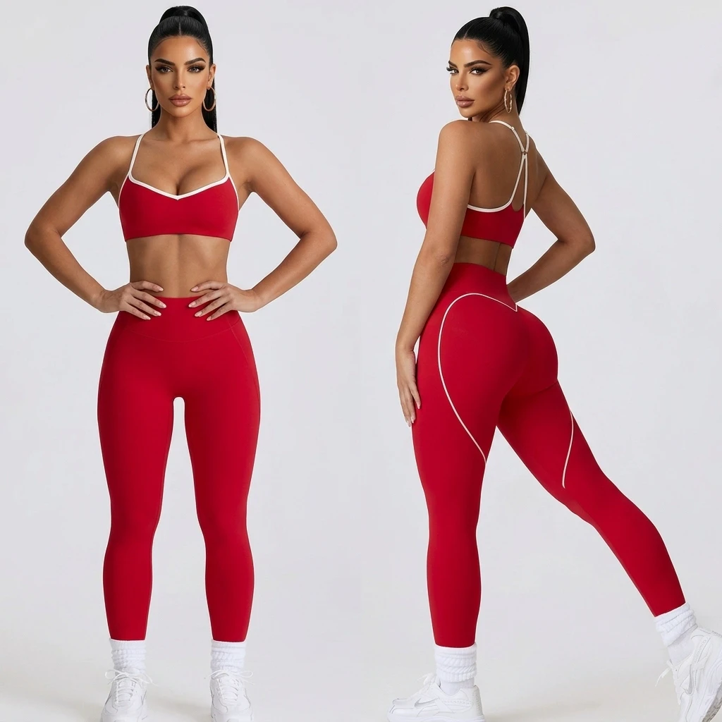 Custom Color Block 2 Piece Gym Sets Windproof Jacket Side Stripe Sweatpants Sports Bra Leggings High Quality Women Yoga Outfits