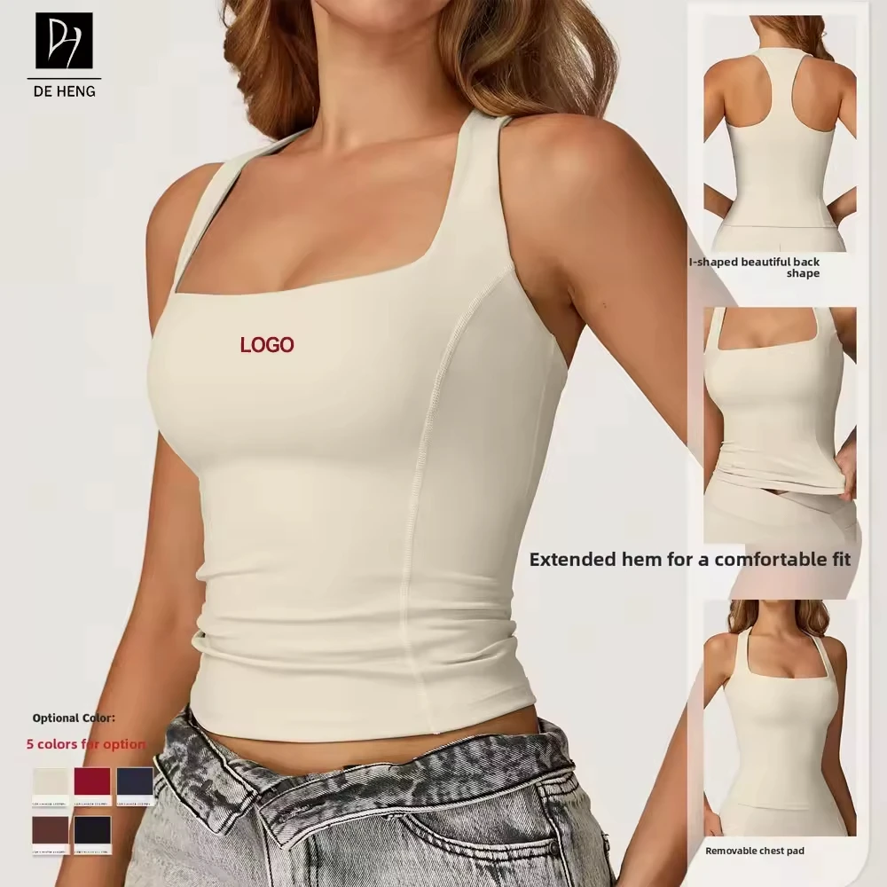 New Custom Backless Tight Fit Yoga Tank Top Women Quick Dry Gym Running Fitness Workout Sportswear Yoga Vest